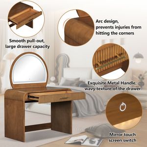 39-Inch Espresso <b>Makeup</b> Vanity <b>Table</b> with Touch Screen Lighted Mirror & Drawer Bedroom <b>Dressing</b> <b>Table</b> - Product Image 5