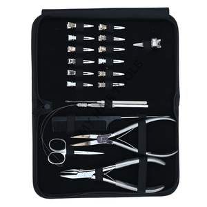 Nuevo kit de herramientas para extensiones de cabello plateadas con alicates de crimpado de microanillos, abridor y cerrador de anillas, gancho para extraer cabello y herramienta de bucle. - Product Image 1