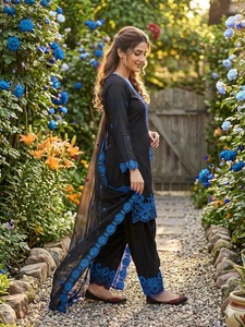 ชุดปักลายแบบดั้งเดิมสไตล์ฟาร์ซี ซาลวาราม ซาลวาร์ คามีซ พร้อมผ้าคลุมไหล่ สำหรับงานปาร์ตี้ แห้งเร็ว ใส่สบายทุกฤดู - Product Image 2