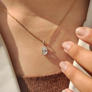 Colgante y Dijes de Diamante Ovalado de 1.00 a 2.00 Quilates con Cuatro Garras en Estilo Solitario Unisex Oro 10K 14K 18K PT950/S925 - Product Image 3