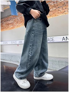 Jean décontracté ample pour homme, coupe droite, délavé à l'acide, multicolore, en denim vintage, design usé, tricoté pour le printemps - Product Image 3