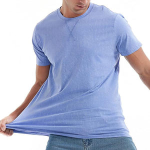 เสื้อยืดคอกลมแขนสั้นสีฟ้าอ่อนสำหรับผู้ชาย ผ้าฝ้ายเจอร์ซีย์ 100% ทรงปกติ สีพื้น สไตล์ลำลอง - Product Image 6