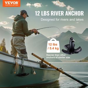 Ancora da Fiume in Ghisa da 12 LBS con Grillo Rivestito in Vinile Nero, Ancora a Fungo di Grado Marino per Barche di 10 Piedi - Product Image 2
