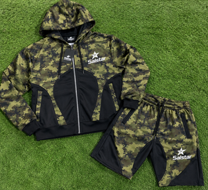 <b>Men</b>’s Camouflage Hoodie & <b>Shorts</b> Tracksuit Set Custom <b>Green</b> Camo Sweat Suit Jogger Set Wholesale Sportswear Apparel - Product Image 5