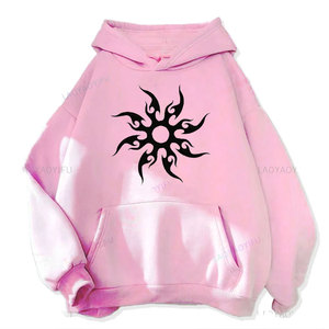 Sudadera con Capucha Extra Grande para Hombre, Color Negro, con Estampado Tribal de Sol Blanco en el Bolsillo Delantero, Ropa Casual de Otoño, 100% Algodón, Felpa Francesa - Product Image 4