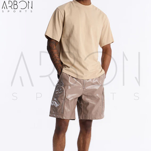 Shorts en cuir pour hommes de haute qualité, style streetwear décontracté, mode estivale, coupe confortable, logo personnalisé, fournisseur OEM ODM - Product Image 2
