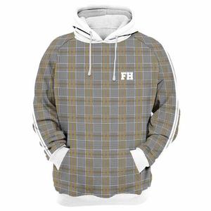 Sweat-shirt à capuche zippé à carreaux pour homme, imprimé par sublimation, en polyester tricoté, style streetwear automne, manches classiques - Product Image 2