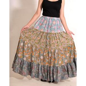 Cotton <b>Patchwork</b> Long <b>Skirt</b> Handmade Bohemian Maxi <b>Skirt</b> Vintage Indian Women Ethnic Fashion - Product Image 1