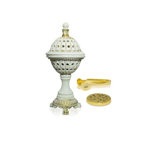 Quemador de incienso redondo de metal plateado resistente con tapa metálica, tamaño pequeño, para el hogar, sala de estar, dormitorio, yoga - Product Image 5