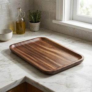 Bandeja de servir cuadrada de madera minimalista y personalizada, platos ovalados de madera ecológicos, platos planos duraderos a un precio razonable por UO INDIA - Product Image 2