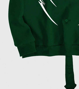 Sweat à capuche zippé personnalisé, style streetwear oversize, imprimé graphique vert foncé, style gothique, en molleton de coton, unisexe - Product Image 5