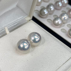 Boucles d'oreilles en perles d'eau douce Edison de 10 à 15 mm, grosses perles, parfaitement rondes, avec une forte luminosité, légèrement imparfaites, brillantes, perles en vrac - Product Image 2