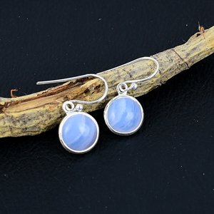 <b>Best</b> Quality 925 Solid Sterling Silver Earrings for Women Trendy Blue Lace Agate Gemstone Dangle Jewelry At <b>Best</b> Price - Product Image 3