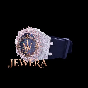 Export Quality Luxury Moissanite Diamond Black Rubber Strap <b>Watch</b> <b>for</b> Daily Wear Parties and Street Fashion Available <b>for</b> Sale - Product Image 2