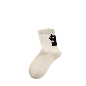 Women's Spring Autumn Crew <b>Socks</b> Cartoon <b>Cat</b> Design Eco-Friendly Breathable Trendy High Color Value - Product Image 4