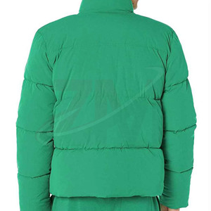 เสื้อแจ็คเก็ตพัฟเฟอร์สีเขียวสำหรับผู้ชาย คอตั้ง ปิดด้วยซิป กันลม แจ็คเก็ตลำลองสำหรับฤดูหนาว บุด้วยโพลีเอสเตอร์ ทรงปกติ - Product Image 3