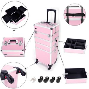 Valigetta 4 in 1 per Trucco e Tatuaggi in Alluminio, Resistente all'Acqua, con Manico per Viaggi, Regalo Promozionale, Capacità Media, Rosa - Product Image 2