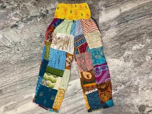 Pantalones Palazzo Bohemios de Seda con Parches para Mujer, Cintura Alta, Pierna Ancha, Cierre con Cordón, Verano, Jaiftextiles, Buena Calidad, Talla Única - Product Image 3