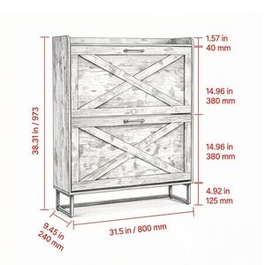 Organizzatore per Scarpe in Stile Rustico con Ripiani Regolabili, Mobile Salvaspazio per Ingresso e Soggiorno - Product Image 2