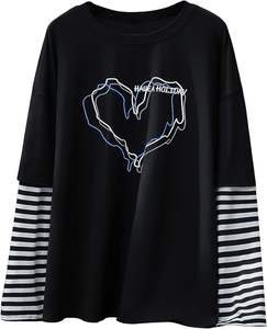 Stylish Women's Plus Size <b>Patchwork</b> Striped Long Sleeve T-Shirt Casual Breathable Anti-Pilling Daily Wear <b>Top</b> - Product Image 1