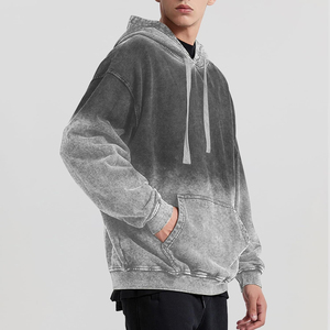 Sweat à capuche pour homme en coton épais, style streetwear, délavé à l'acide, coupe oversize, effet vintage, qualité supérieure, prix OEM abordable - Product Image 2