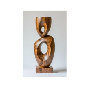 Modern Abstract Wooden Sculpture Handmade Artistic <b>Table</b> <b>Decor</b> Minimalist Design for Living Room - Product Image 3