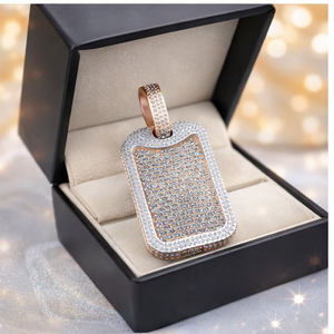 SHRAMAN DIAMOND Pendentifs et breloques rectangulaires de luxe pour hommes en argent sterling 925 plaqué or rose, entièrement sertis de moissanite, style hip-hop - Product Image 3