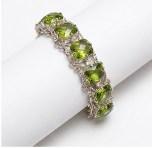 Peridot <b>Silver</b> <b>Bracelet</b>, 925 <b>Sterling</b> <b>Silver</b> Gemstone <b>Bracelet</b>, Green Peridot Jewelry, Handmade Statement <b>Bracelet</b> for Women - Product Image 2
