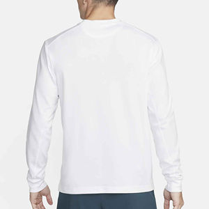 Camiseta Casual de Manga Larga para Hombre, Cuello Redondo, Tejido de Punto, Corte Regular, Color Sólido, Blanca - Product Image 2