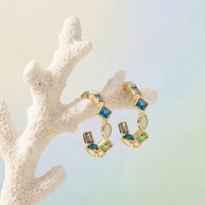 Fashion Anti-Tarnish Multicolor <b>Crystal</b> Hoop <b>Earrings</b> for Women Lightweight Stone <b>Studded</b> Wedding Jewelry (WE009Mul) - Product Image 4