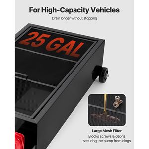 Vasca di raccolta olio a basso profilo da 25 galloni con pompa manuale a rotelle e tubo da 7,2 piedi, maniglia pieghevole, vasca raccogli olio a prova di perdite - Product Image 3