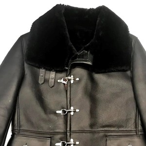 <b>Men's</b> Genuine Leather <b>Shearling</b> Aviator <b>Jacket</b> Premium Fur Lined Winter Coat Durable Warm Stylish Outerwear Wear - Product Image 3