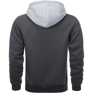 Sweat-shirt à capuche gris foncé pour homme, coupe classique, couleur unie, en molleton, décontracté, manches longues, avec poche, tricoté, pour l'automne - Product Image 3