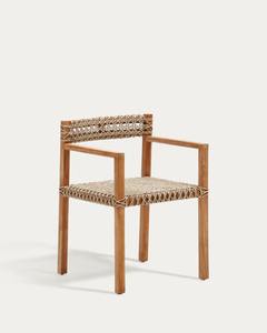 Chaise de salle à manger en teck massif avec assise et dossier en corde naturelle, style moderne rustique ou mobilier de restaurant/café - Product Image 1