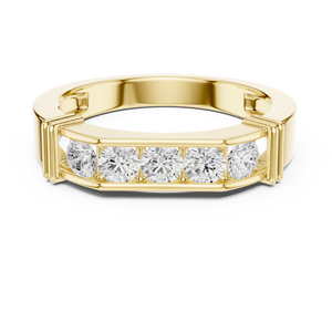 Bague de mariage pour homme en or blanc avec moissanite taille brillant rond sertie en canal - Product Image 5