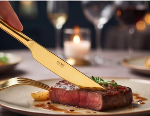 Ensemble de couverts élégants en or pour table à manger, acier inoxydable de qualité supérieure, anti-rouille, pour la maison, la cuisine, les mariages, les fêtes et les hôtels - Product Image 5