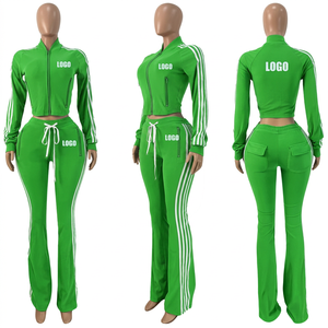 2026Women Velour Tracksuit 2 Piece <b>Set</b> Y2K Striped Zip up Jacket Flare Pants Outfit Vintage Streetwear Casual Sportswear Custom - Product Image 5