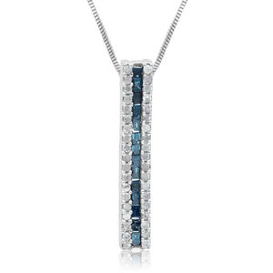 Collar con Colgante de Barra de Diamantes Naturales Blancos de 0.50 Cttw, Chapado en Rodio, Estilo Cristiano, para Boda, Plata de Ley 925, Cadena de 18 Pulgadas - Product Image 2