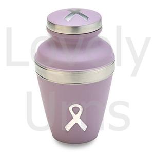 Urna Funeraria de Latón Macizo con Lazo Rosa para Concientización sobre el Cáncer de Mama, Detalles en Peltre, Tapa Roscada con Apertura Superior, para Adultos, Fabricante OEM ODM - Product Image 3