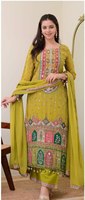 Kurti en soie brodée fantaisie en tissu filet, multicolore, non cousu, best-seller, spécial fête de Raksha Bandhan, magnifique chiffon