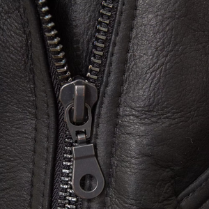Women's <b>Genuine</b> Leather Shearling Moto Jacket With Fur Collar Zipper Closure Winter Outerwear - Product Image 6