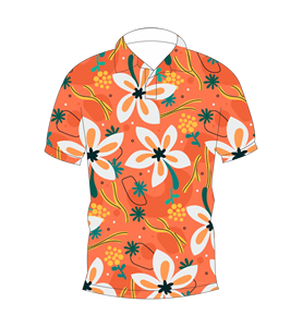 เสื้อโปโลผู้ชายพิมพ์ลายดอกไม้เขตร้อนสีส้มลำลองแขนสั้นแฟชั่นฤดูร้อน - Product Image 1