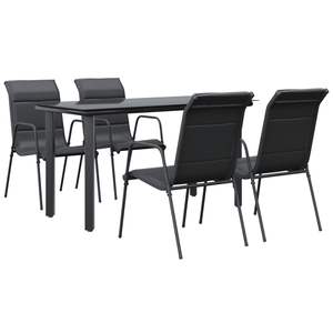 Ensemble de salle à manger de jardin en acier noir thermolaqué, durable et de taille moyenne - Product Image 2