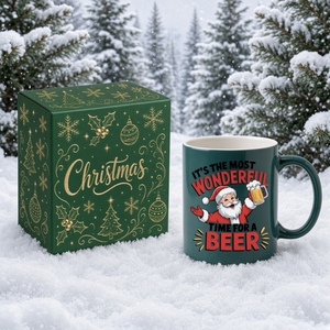 Taza de Cerámica Navideña de 330 ml al por Mayor, Diseño de Papá Noel, Caja de Regalo, Taza de Café, Ideal para Regalo Navideño, OEM, ODM, Etiquetas Privadas - Product Image 2