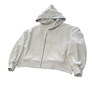 Hoodies à capuche de style triangle haut de gamme, avec strass, coupe courte, en tissu éponge 500 GSM, fermeture éclair, coupe oversize, streetwear Y2K, logo personnalisé - Product Image 3