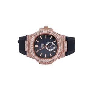 Reloj de lujo personalizado con diamantes incrustados para hombre, completamente automático, de acero inoxidable, con números arábigos, reloj de pulsera con diamantes de moissanita. - Product Image 1
