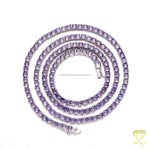 Collier tennis en pierre jaune radieuse avec un serti flexible à quatre griffes en forme de panier, finition dorée polie, pour la vente en gros - Product Image 3
