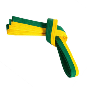 Cinturón de Artes Marciales Verde y Amarillo, Cinturón de Karate de Doble Color Unisex para Adultos, Ropa Deportiva - Product Image 2