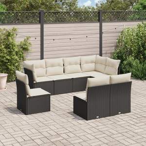 Conjunto de Sofás Modulares Grandes de Ratán PE Negro para Jardín, Muebles de Exterior Elegantes y Duraderos - Product Image 1