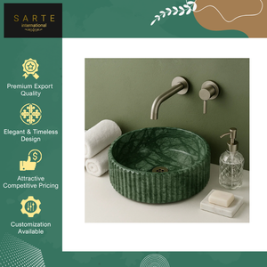New Arrival Top Quality Luxury Natural Stone Vanity Bowl Green Marble Bathroom Washbasin for Home and Hotel Use - Product Image 6